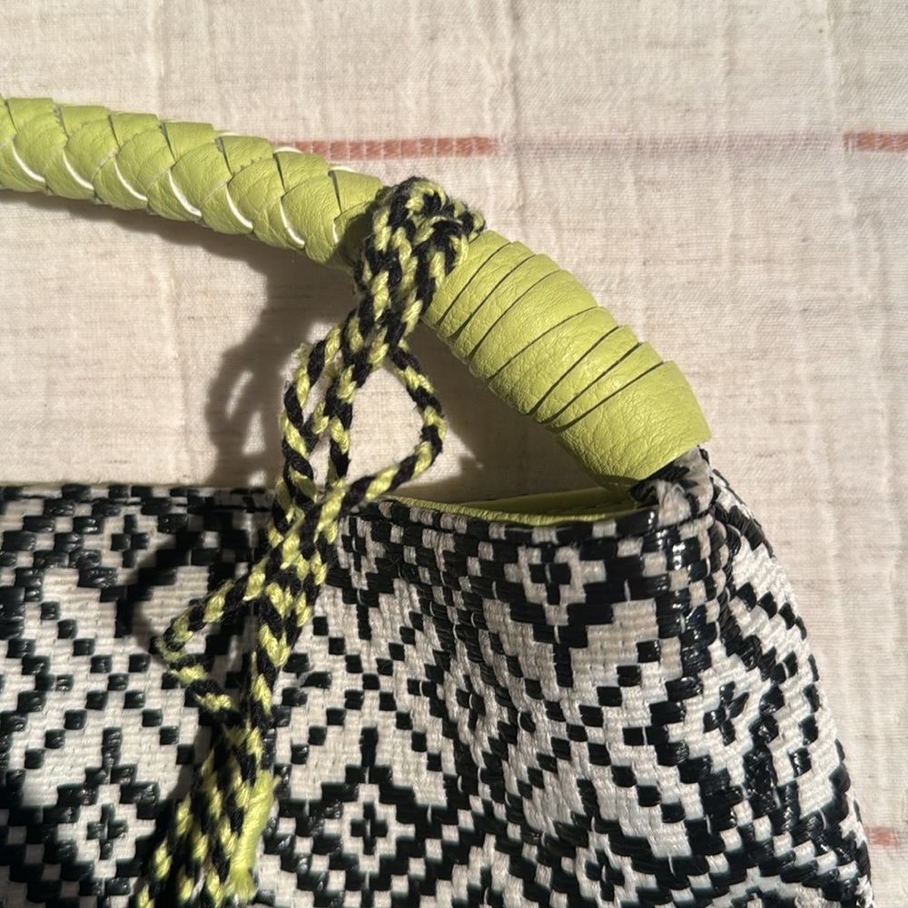 Jessica Simpson Black & White & Neon Yellow Shoulder Bag - Picture 8 of 8